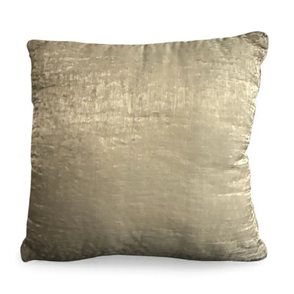 Pottery Barn Throw Pillow Beaded Metallic Silk Gold Embroidered Boho 11 x 11